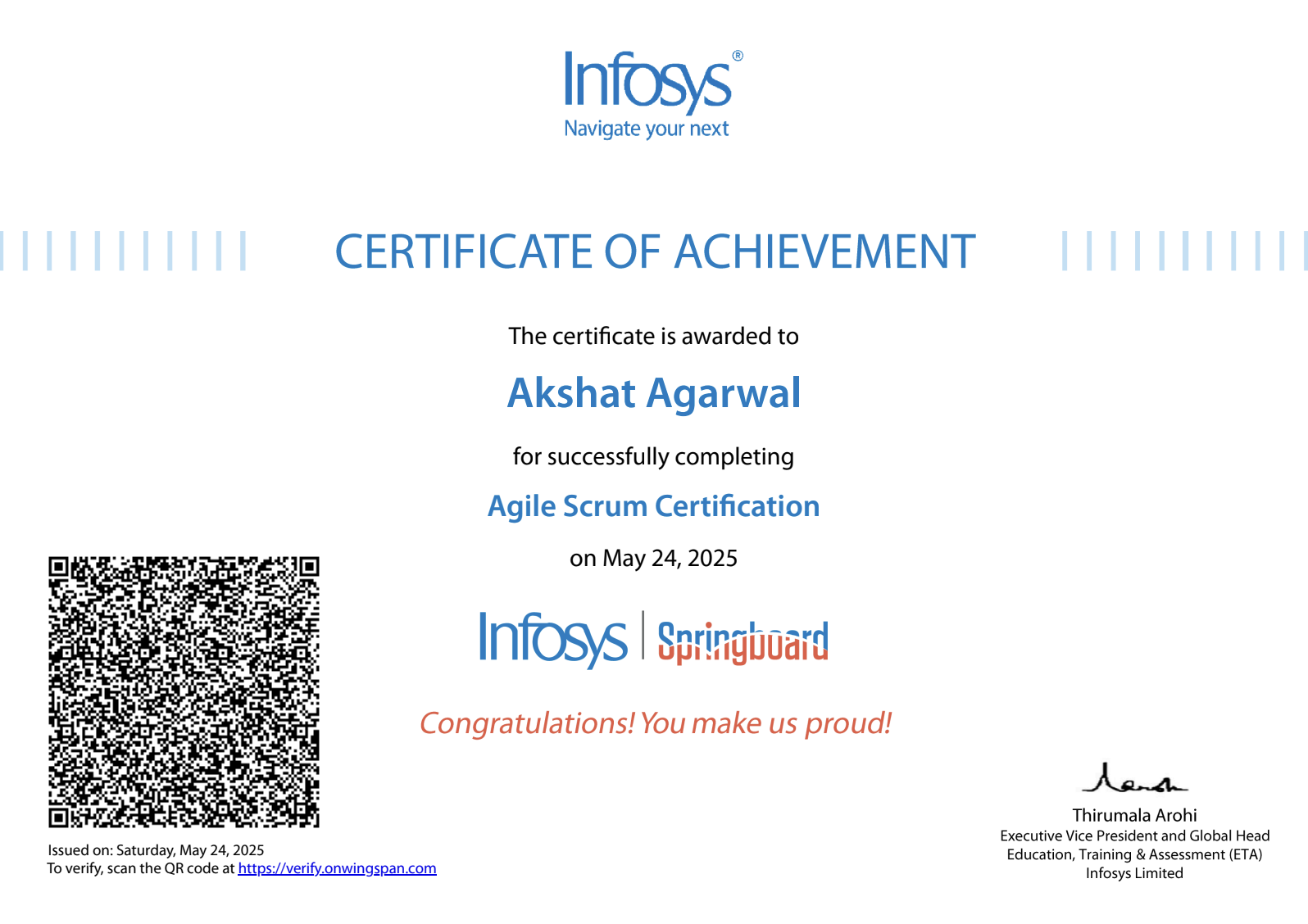 Infosys Software Engineering Certificate