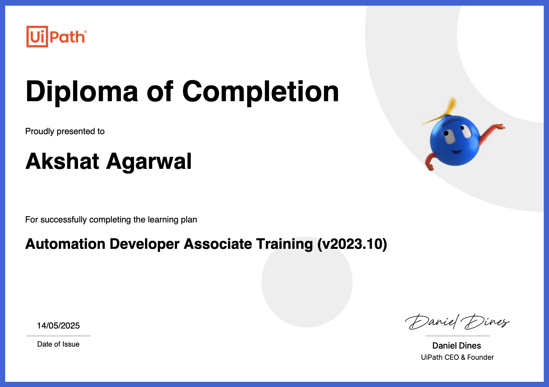 UiPath Certificate Screenshot